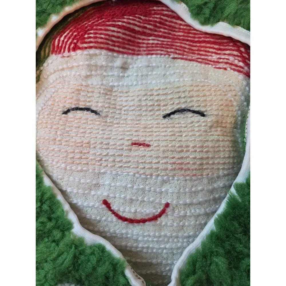Unused MCM Vtg Red MERRY CHRISTMAS Chenille BATH TOILET SEAT Lid COVER Bathroom